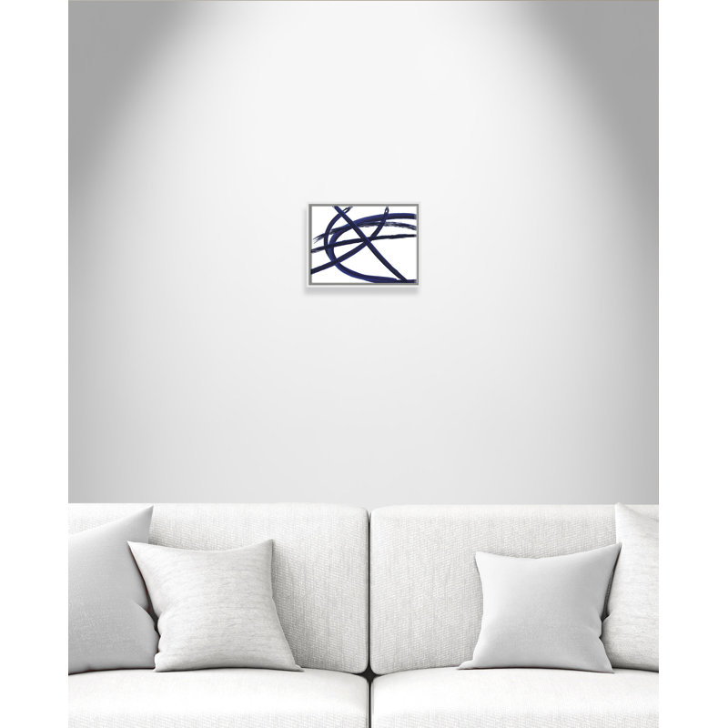 Brush In Motion " Brush In Motion - Indigo III ", White, 12" H x 16" W x 2" D