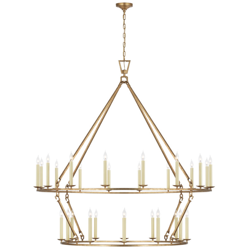 Darlana Two Tier Chandelier, 63.5" H x 61.25" W x 61.75" D, Gilded Iron