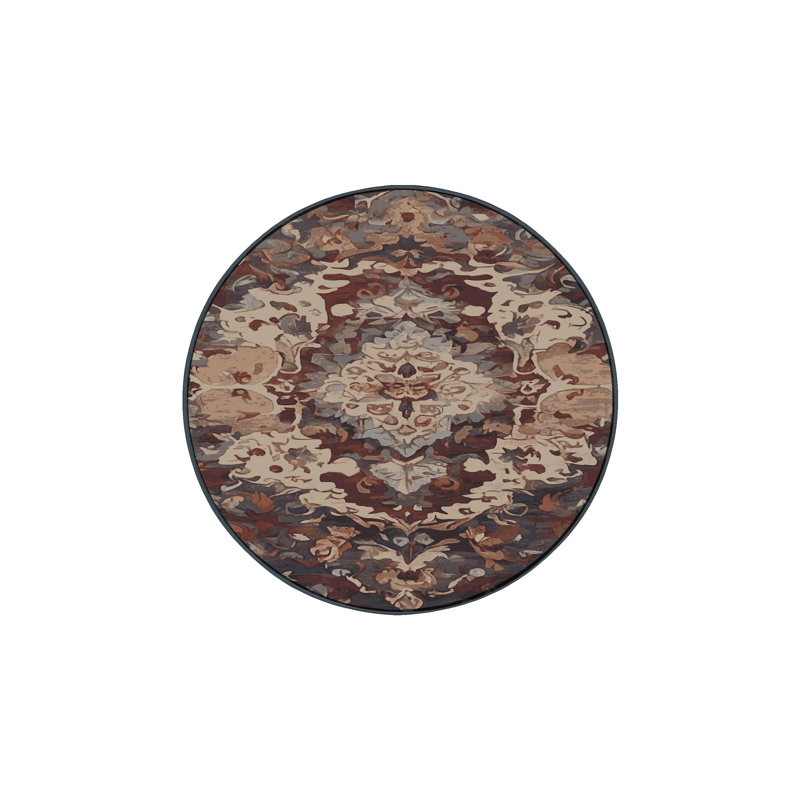 Machine Washable Brown Area Rug, Round 6'