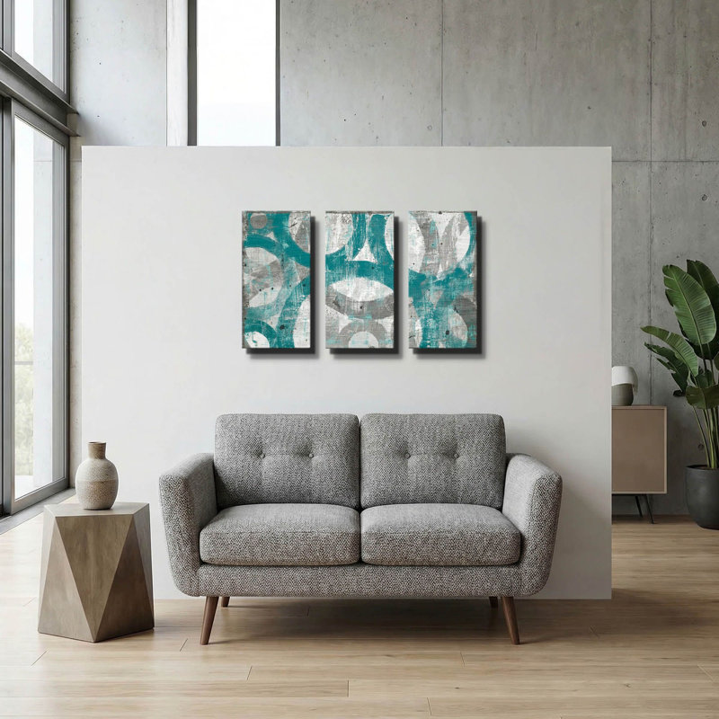 « Industrial I Teal » de Michael Mullan, triptyque mural, 91,4 cm x 61 cm, 78 po x 34 po