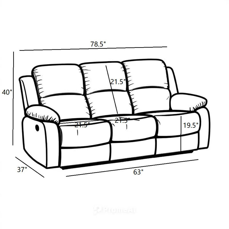 78.5"Pillow Top Arm  Reclining Sofa with Drop down table and Cupholders, Beige Taupe Corduroy
