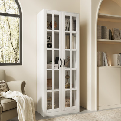 Garde-manger 71 po x l 23,6 po avec bibliothèques et huche de porte en verre