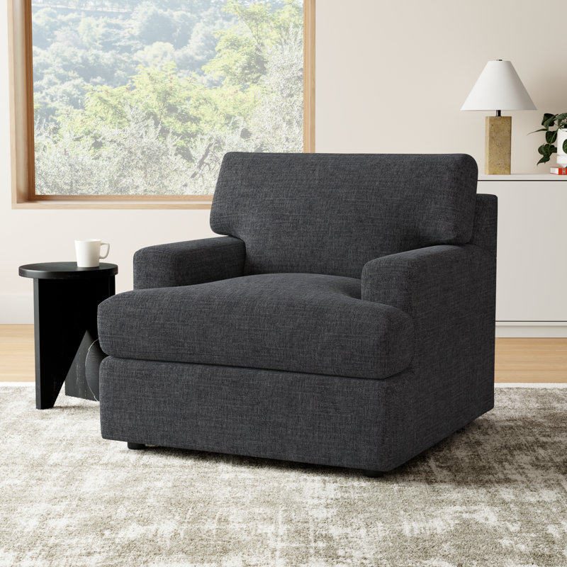 Cleo Upholstered Custom Accent Chair, Nomad Indigo Performance Chenille
