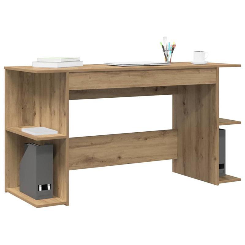 Desk With Shelf 140 X 50 X 75 Cm Engineered Wood, Artisan Oak