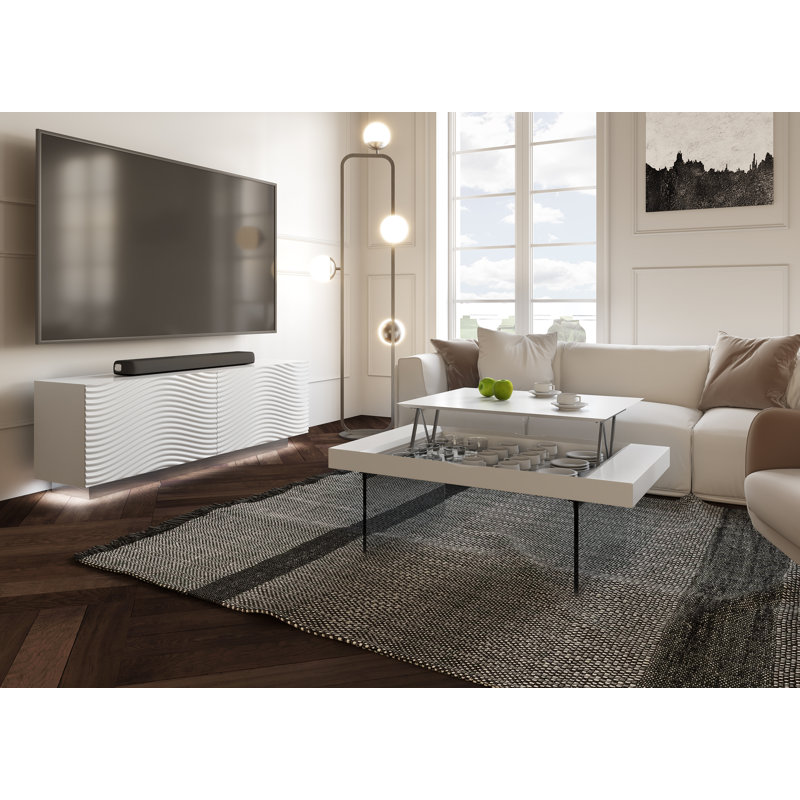 MX03 Glass Top Coffee Table, 18" H x 43" L x 36" W