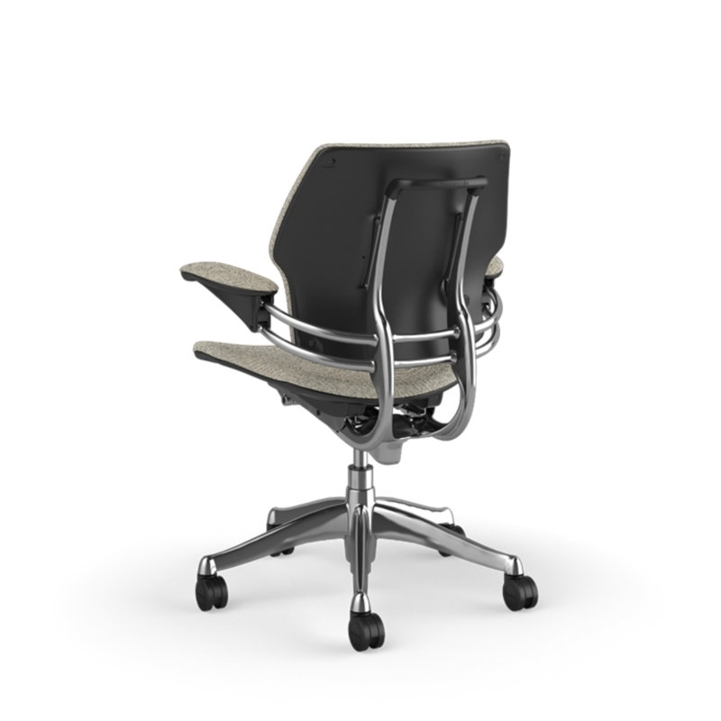 Freedom Ergonomic Task Chair - Coda, Polished Aluminum with Graphite Trim, Standard Duron Arms with Textile, Pearl - 0100