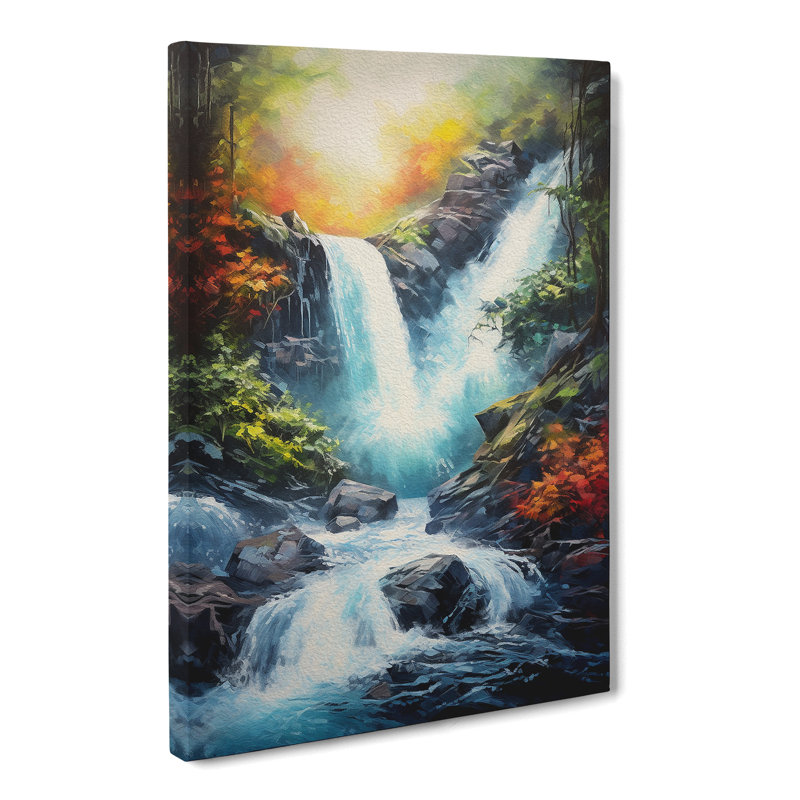 Waterfall Action Painting - Wrapped Canvas, 60cm H x 40cm W x 3cm D