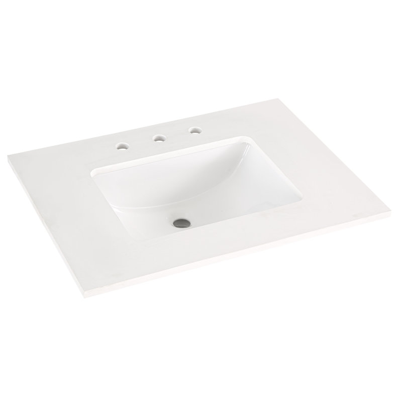 Markham 30'' W Single Vanity, Cashmere Gray, Satin Brass, White Quartz
