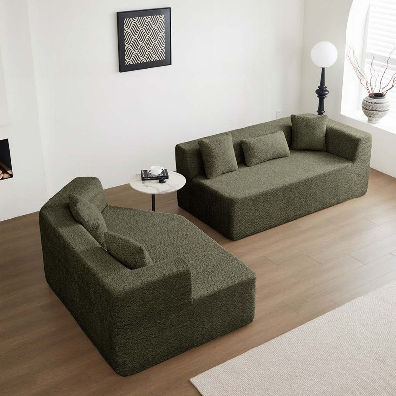 Boneless 127.5"Modular Curved Sofa, Emerald