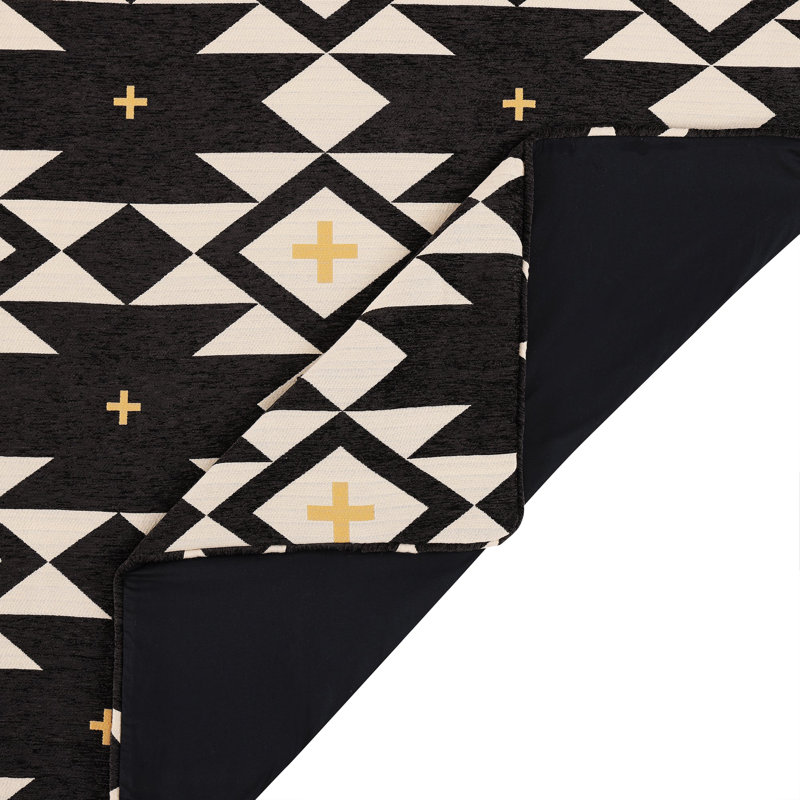 Queen Black and Beige Cotton Southwestern Comforter Set