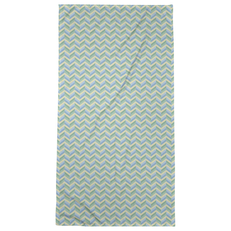 Serviette de plage à chevrons, Jaune/Vert/Bleu