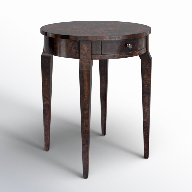 Archer 1 Drawer Burl Side Table, Dark 