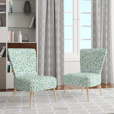 Chaise d'appoint moderne rembourrée - pois verts délavés