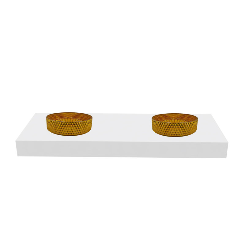 Lavabos vasques rondes en cristal noir 14 "avec base blanche 60" Scotch, Or