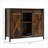 Sideboard Buffet Cabinet | Industrial Farmhouse Rustic Brown | Sliding Barn Doors, Adjustable Shelves | MDF+Steel