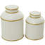 Ensemble de 2 pots en céramique blanche / dorée