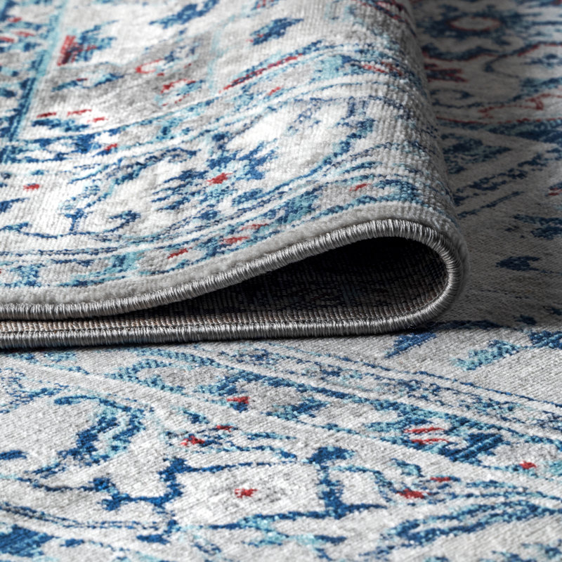 Tapis gris clair / bleu Lawrence Hill, Rond 6 pi 7 po