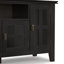 Meuble télé en bois massif de style transitionnel l 72 po pour téléviseurs de 80 po ou moins avec quatre armoires, deux tiroirs et tablettes réglables Artisan-1863842621