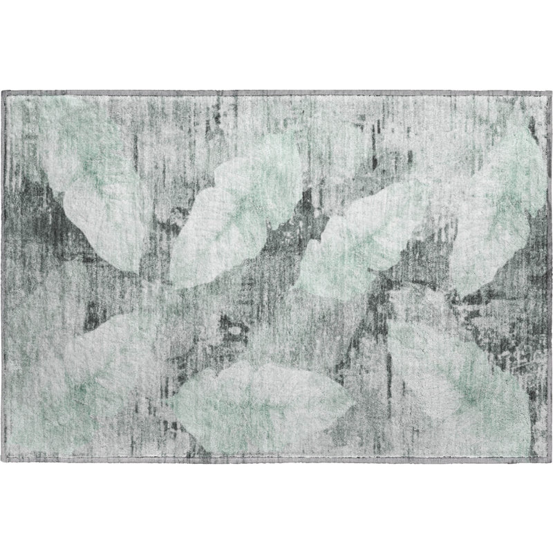Premium Machine Washable Mayfield floral Rug, 1'8" x 2'6", Teal