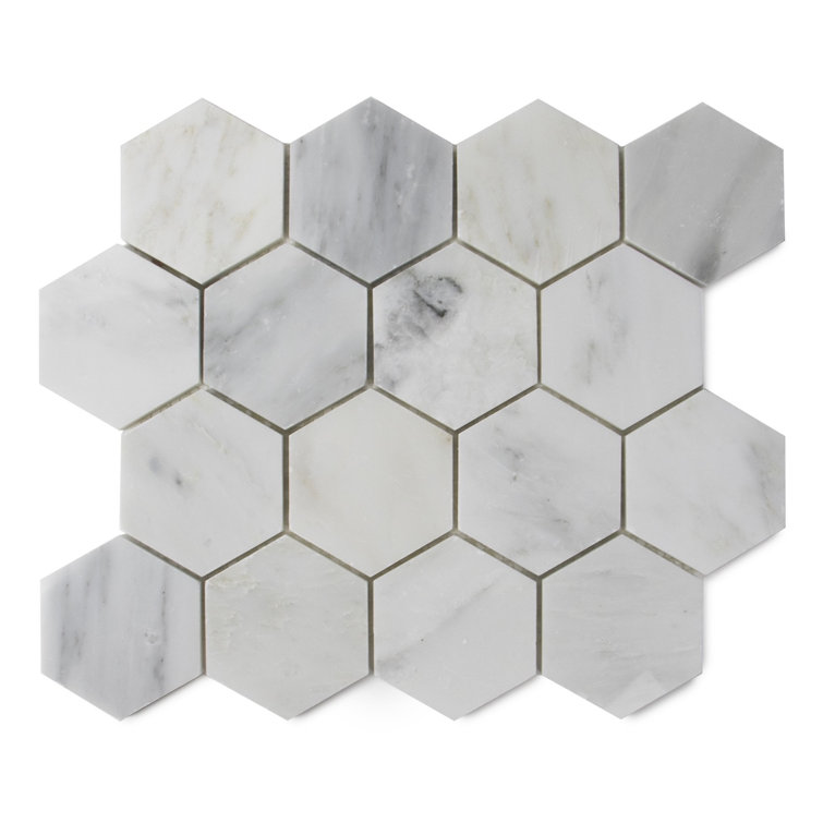 3" Calacatta Hexagon Polished Marble Mosaic