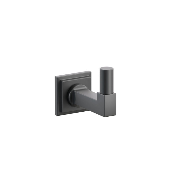 Emtek Select Single Hook w/ Step Square Rosette, Square Stem & Smooth Tip, Flat Black