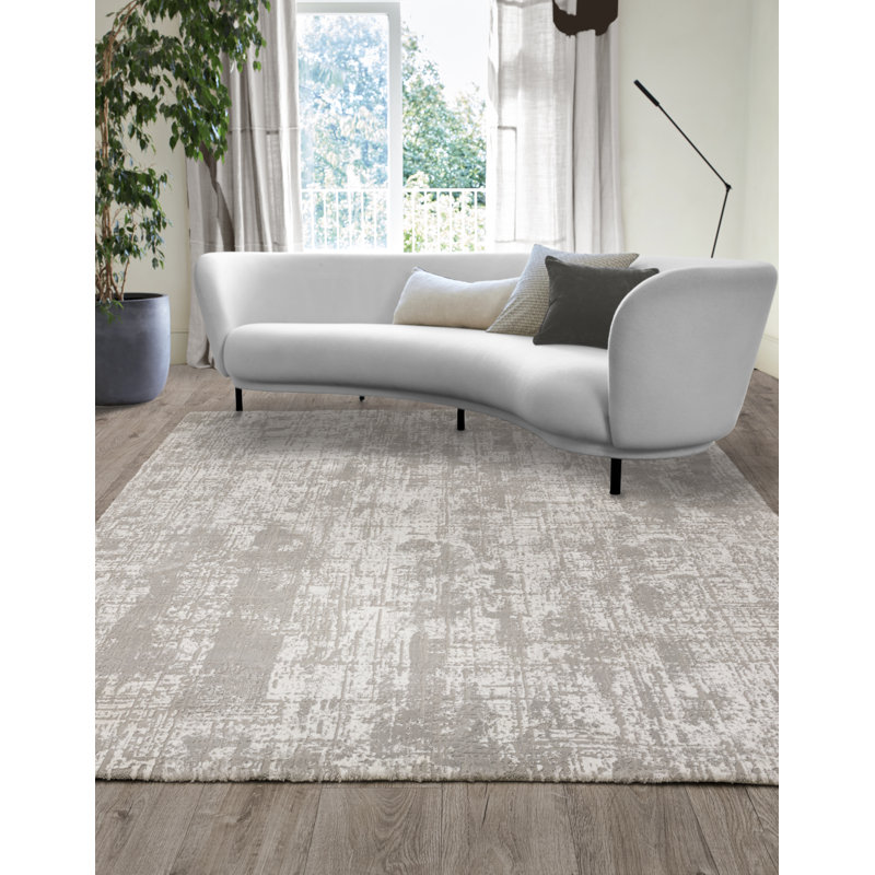 Abrienne Soft Shiny Modern Grey/White Rug, Rectangle 160 x 230cm