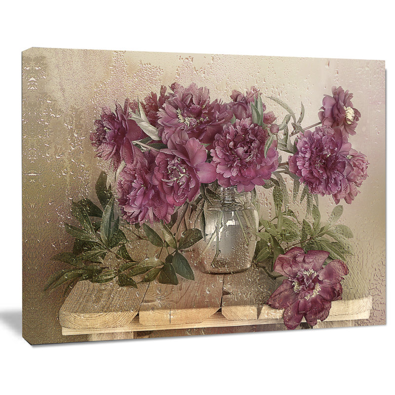 Bouquet de pivoines roses - impression, H 20 po x l 40 po x P 1 po, Toile tendue