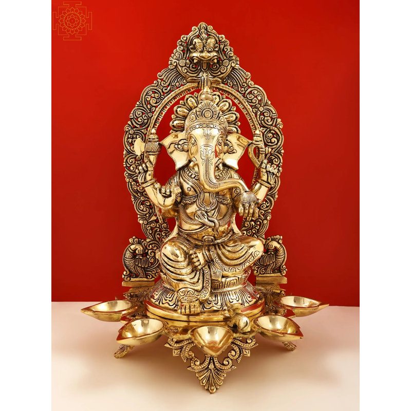 18 po en laiton super fin Ganesha avec Diya