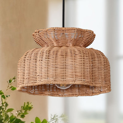  11-Inch 1-Light Pendant Light Rattan