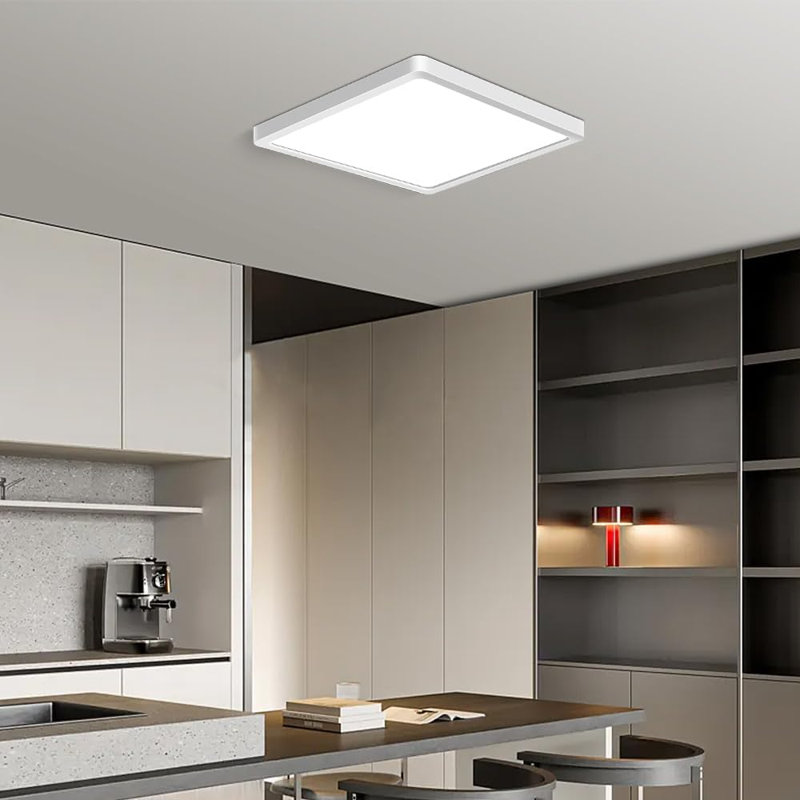 2Pack 9Inch 18W Plafonnier encastré à DEL, 5000K lumière du jour à DEL blanche, 1800LM lampe à DEL carrée pour chambre à coucher, cuisine, salon (blanc)