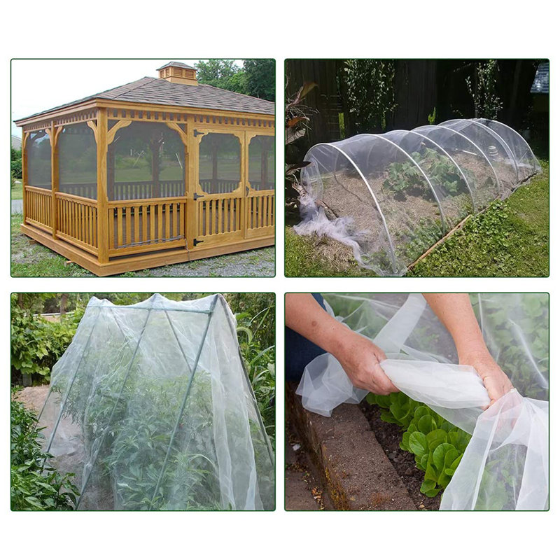 Agfabric Insect Bird Barrier Garden Plant Cover Netting, 10 X 25 Foot (White), 120" W x 300" D