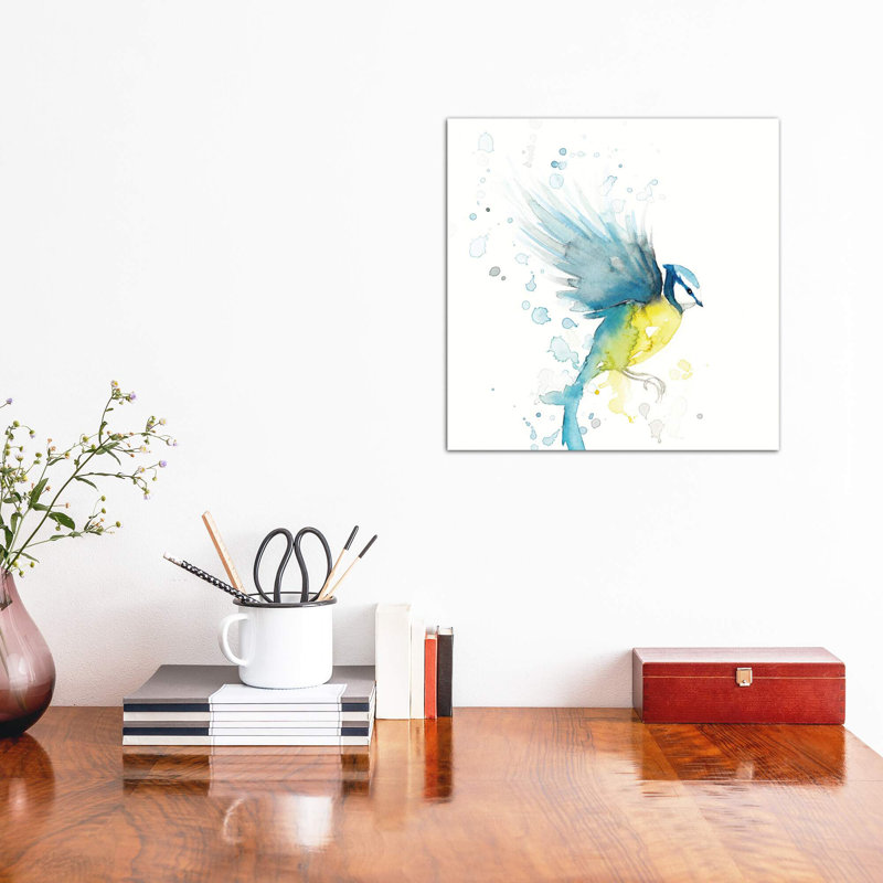 Mésange bleue II - reproduction d'art, H 26 po x l 26 po x P 1,5 po, Toile tendue, Pas de tapis