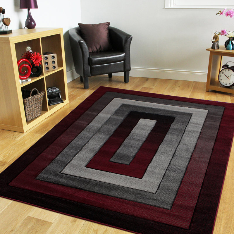 Tapis gris / rouge Antwonne, Rectangle 8 pi 1 po x 10 pi 5 po