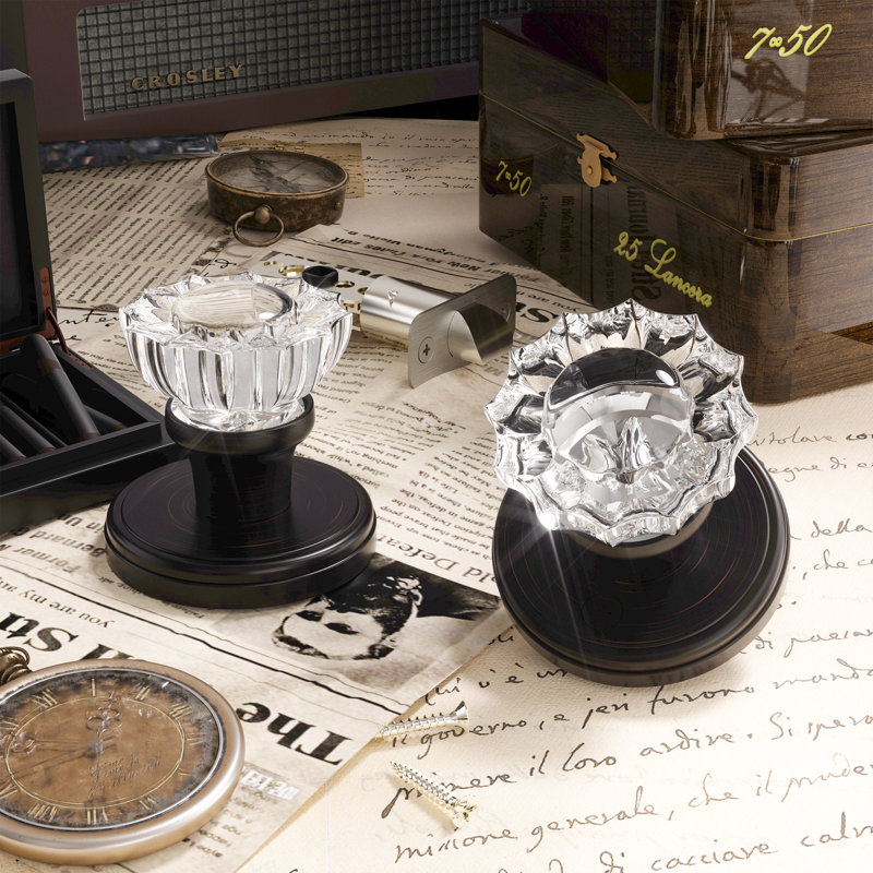 Boutons de porte en cristal Coolnews Retro Elegant Series, Bronze frotté à l'huile