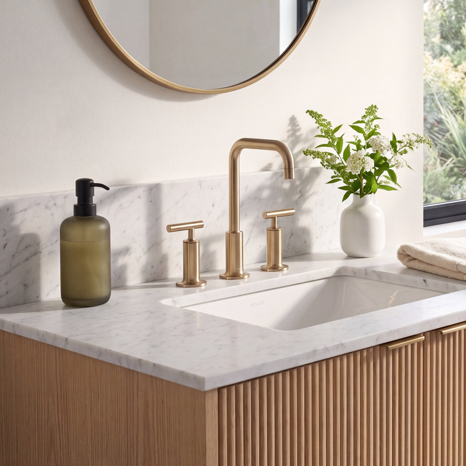 Purist Widespread Bathroom Faucet, Vibrant Brushed Bronze