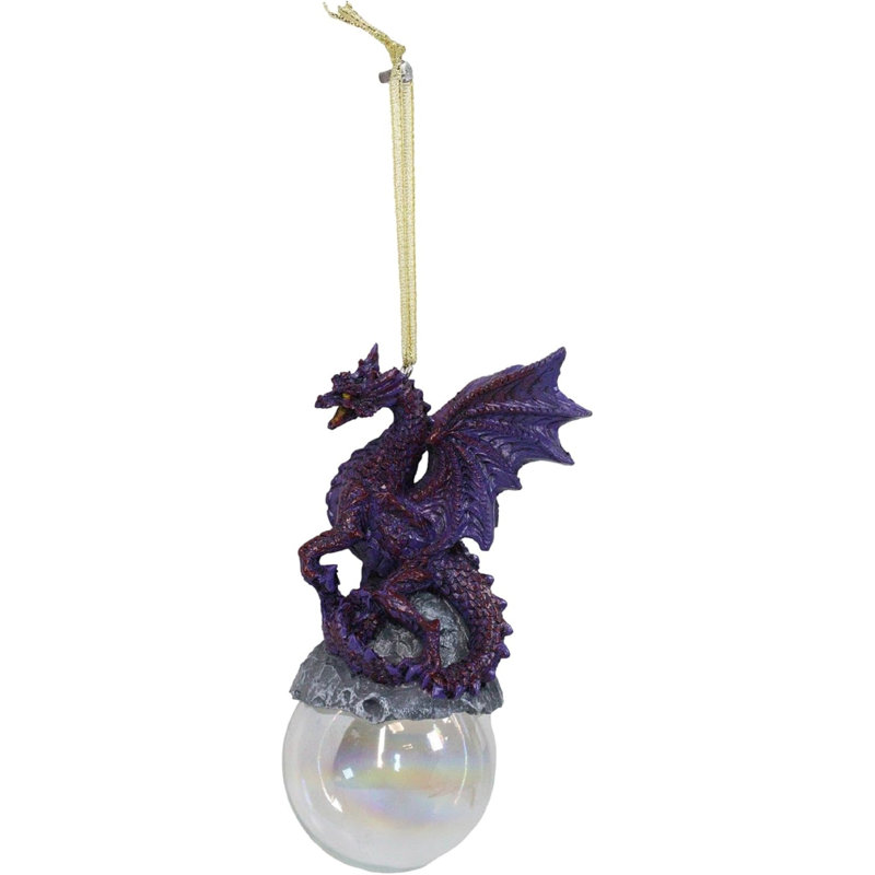 Figurine ornement en forme de boule de verre violette violette par Ruth Thompson Maelstrom H 5 po