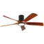 Ventilateur de plafond de 60 po avec éclairage, plafonnier encastré, 5 pales en bois massif, moteur CC réversible silencieux, application et télécommande, DEL à spectre complet à intensité variable, pour salon ou chambre à coucher de 20 pi x 20 pi, conception de plafond sans pente