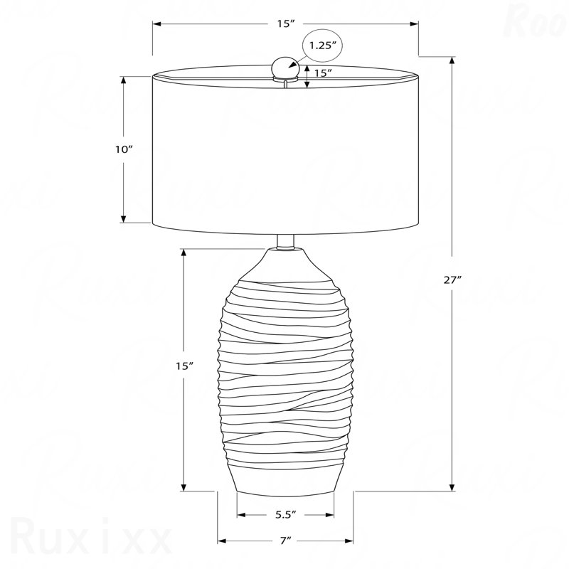 Table Lamp - 27"H, Grey Resin Material