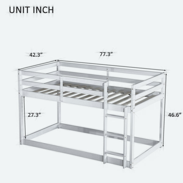 Latitude Run® Solid Wooden Twin Over Twin Bunk Bed With Ladder ...