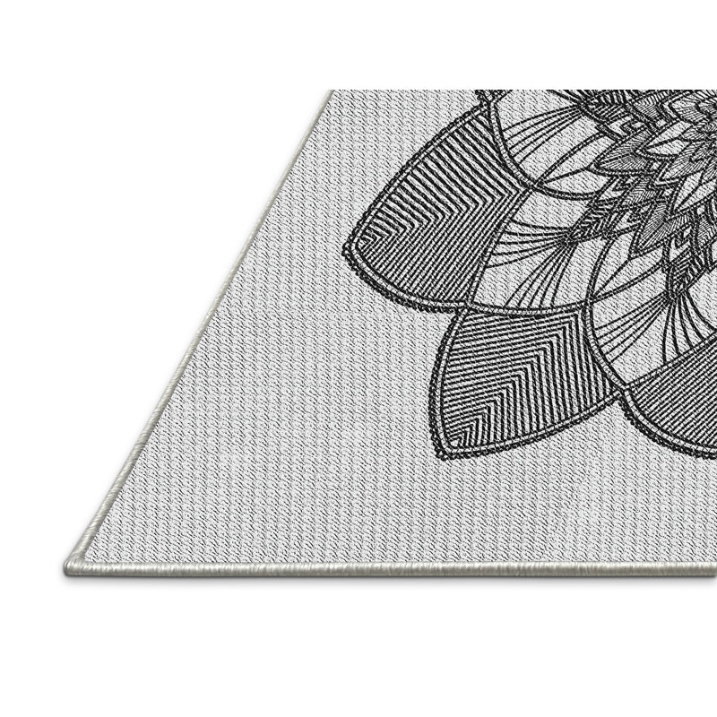 Laine tissée à la main orientale/florale en laine et polyester noir/brun Tapis décoratif, Rectangle 8 pi x 10 pi
