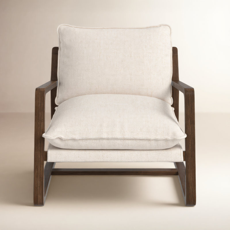 Goldberg Wooden Frame Armchair, Thames Cream Performance Weave, Burnt Parawood