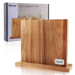 Porte-couteaux magnétique en bois d'acacia Hecef Powerful Magnetic Powerful