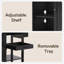 Îlot de cuisine en bois avec abattant, 2 tablettes, 2 portes, porte-serviettes et porte-épices pour la cuisine, la salle à manger ou le salon-907889115