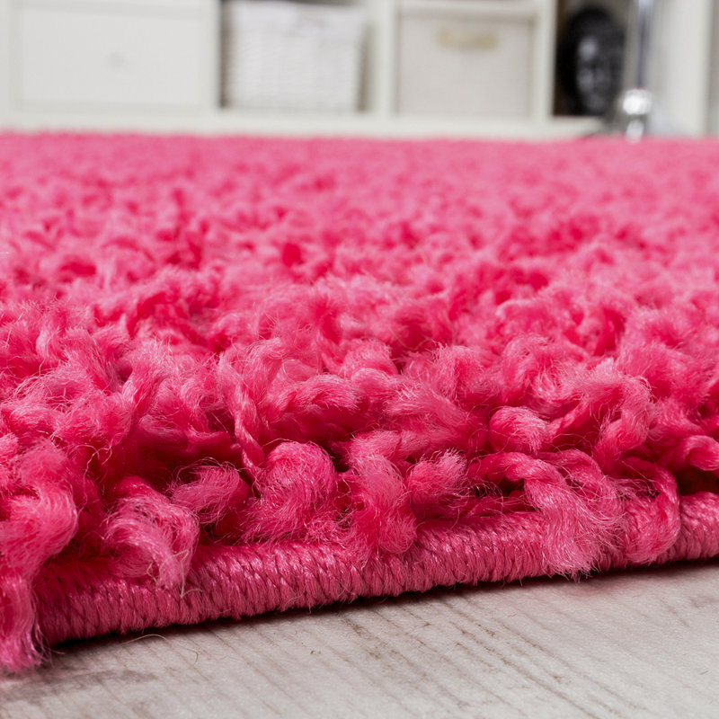 Eubanks Solid Colour Shag Area Rug, Round 200cm