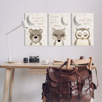 A3-217-Wood " Nighttime Animals And Lullabies " by Daniela Santiago 3 - Pieces