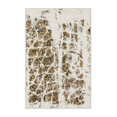 Tapis jaune vert en laine Power Loom