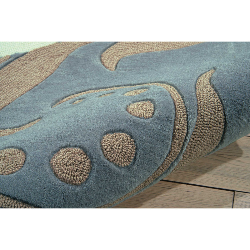 Tapis argenté contemporain fait à la main Asuncion, Rectangle 7 pi 3 po x 9 pi 3 po
