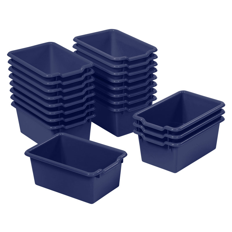 ECR4Kids Scoop Front Plastic Storage Bins, Multipurpose Organization, 20-Piece, Navy