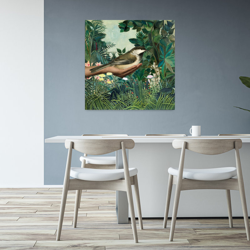 «Henri's Bird», art mural abstrait surréel, H 32 po x l 32 po
