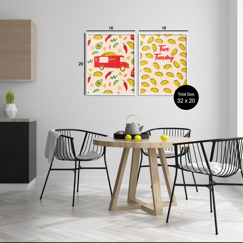 Ensemble d'art giclée 2 pièces Taco, H 20 po x l 16 po, Estampe numérique encadrée blanc bord de mer